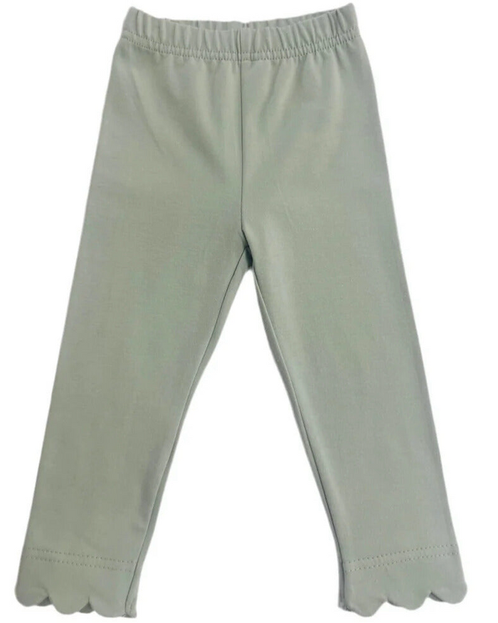 Girls Sage Scallop Leggings- Gemma Green