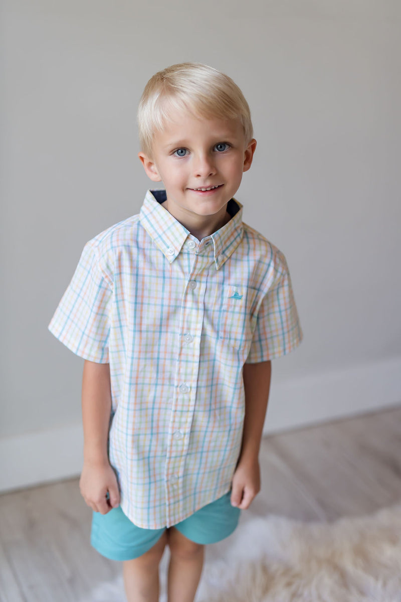 Petit Four and Peach Short Sleeve Destin Dress Shirt