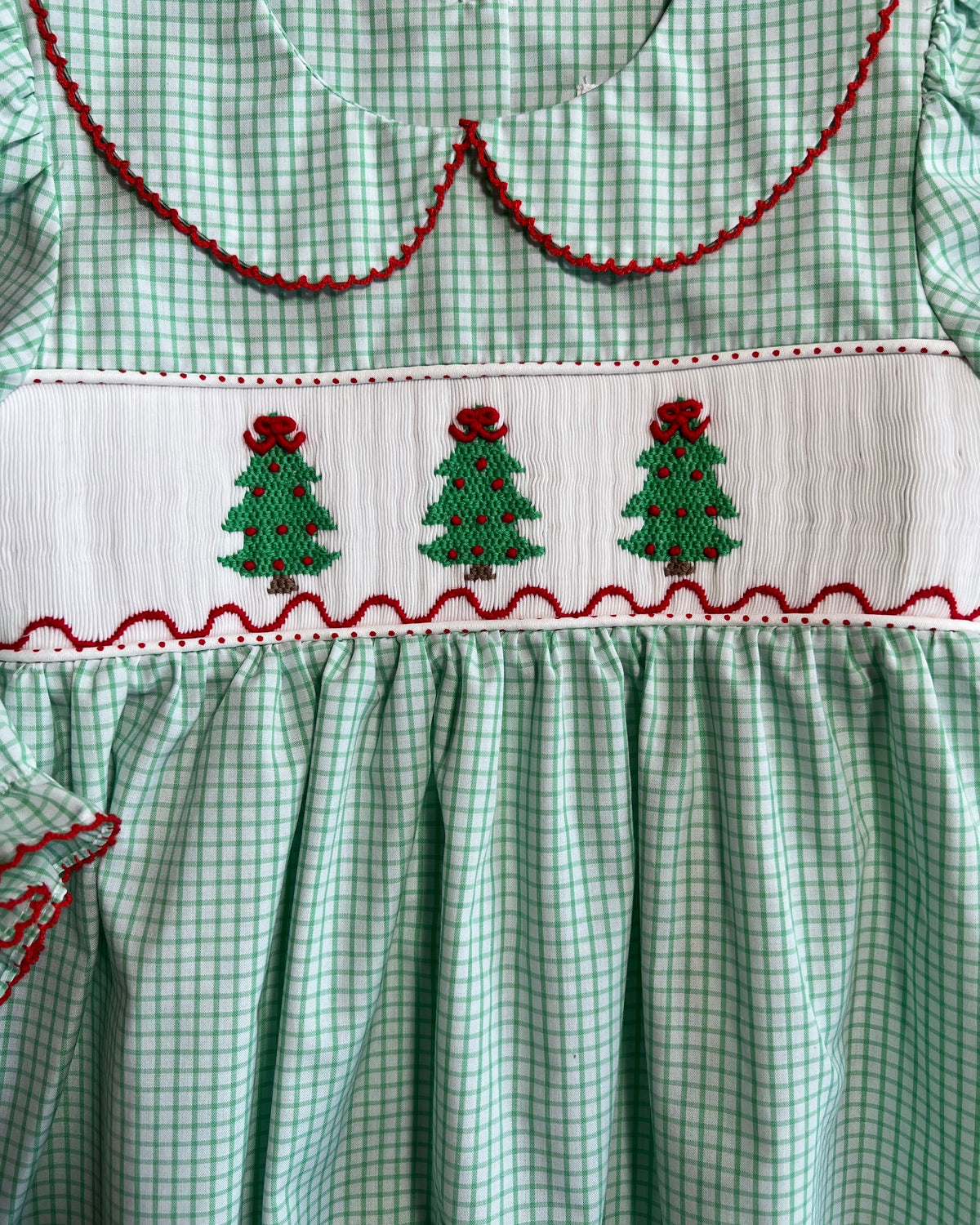 Classic Christmas Tree Smocked Dress