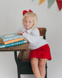Girls Scallop Skirt- Rosey Red