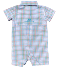 Coastal Plaid Destin Dress Shirt Romper