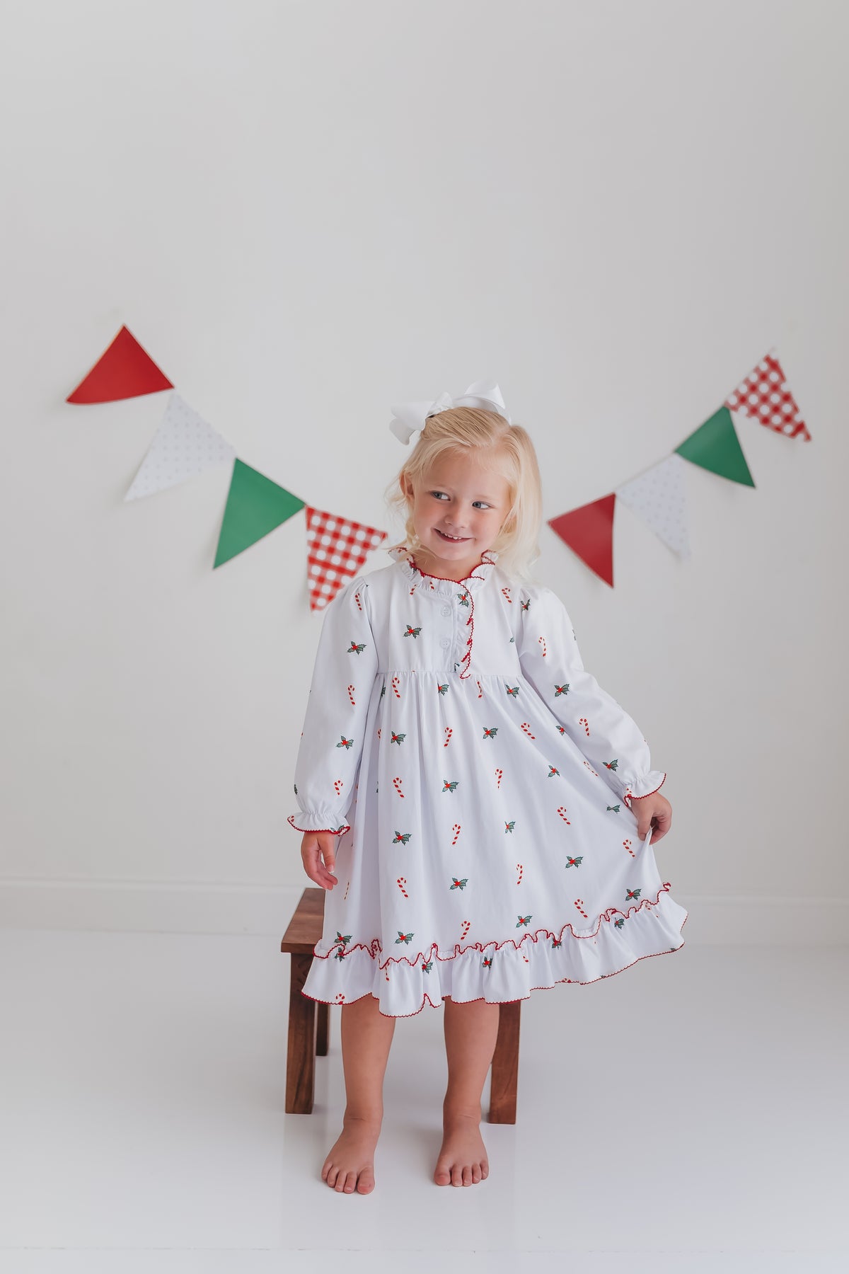 Girls Candy Cane Christmas Morning Dress