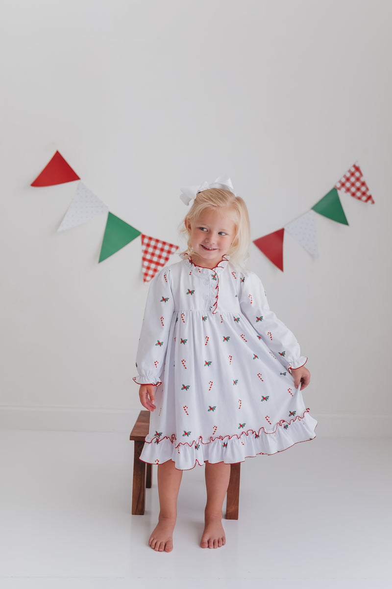 Girls Candy Cane Christmas Morning Dress