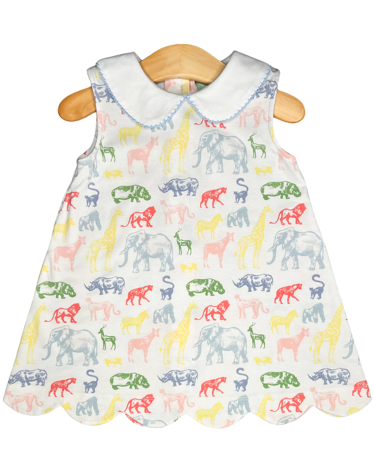 Girls Zoo Friends Scallop Aline Dress