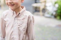 Brown Gingham Performance Button-Down Dress Shirt