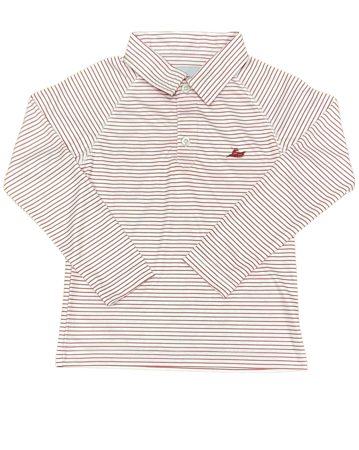 Classic Red Charleston Stripe Long Sleeve Performance Polo