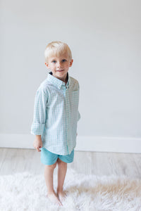 Clearly Aqua and Lichen Destin Dress Shirt