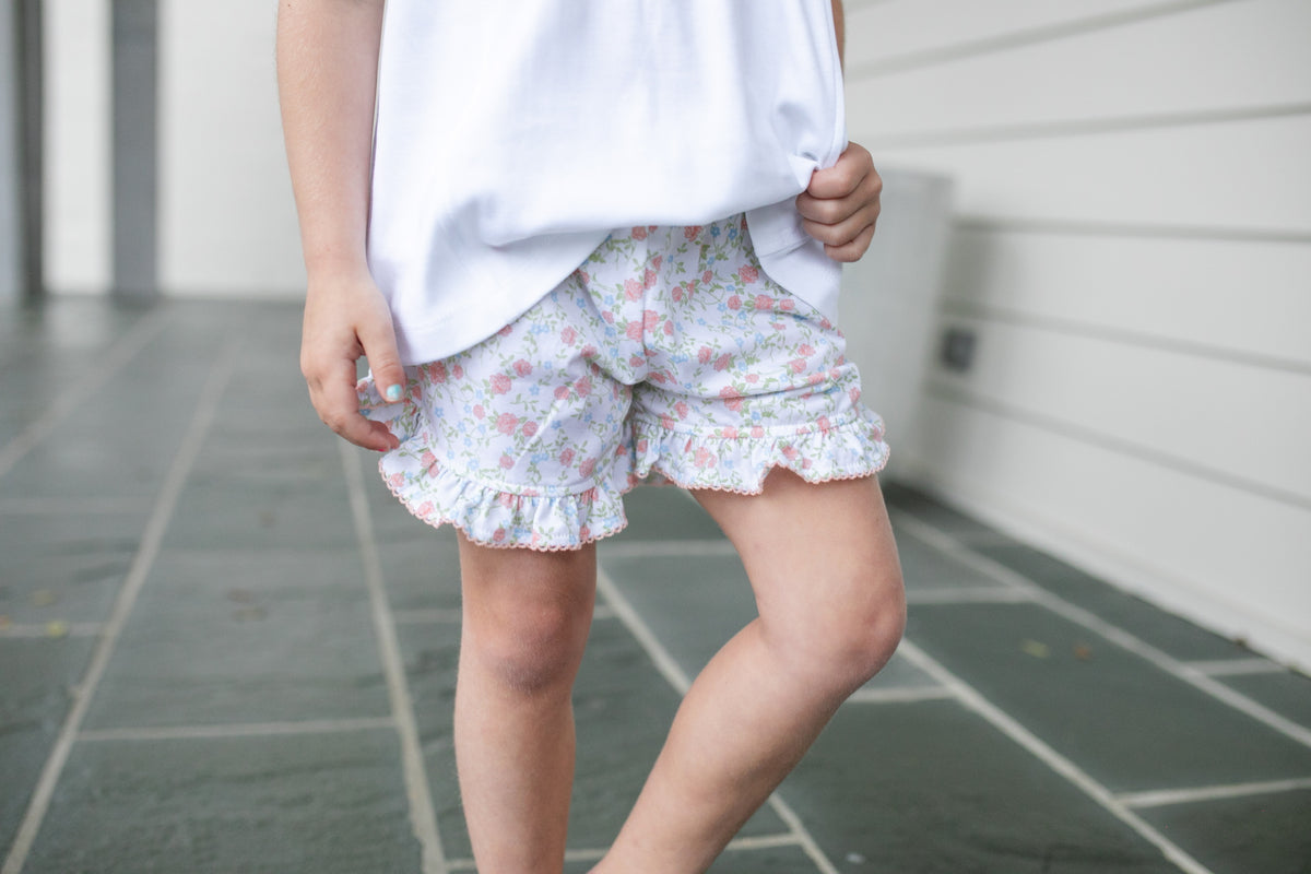 Peachy Floral Ruffle Top and Shorts