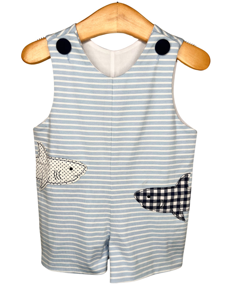 Boys Shark Applique Shortall