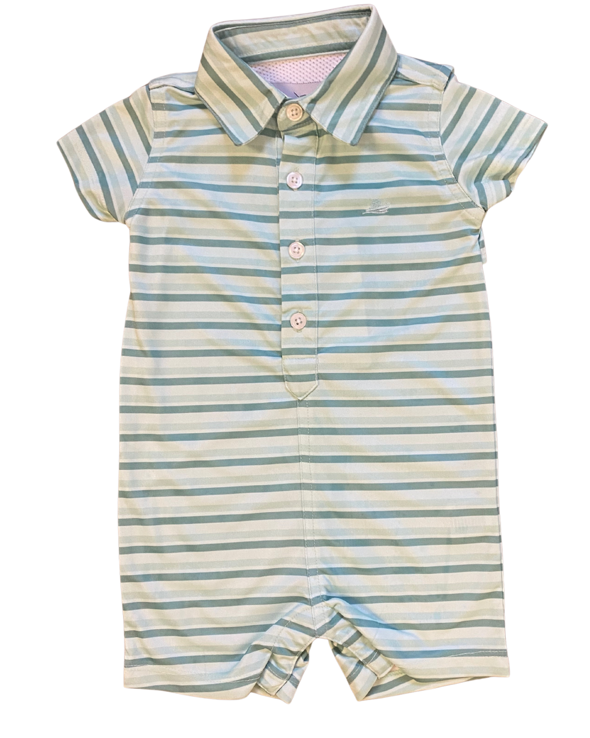 Aqua/Green/Lichen Polo Romper