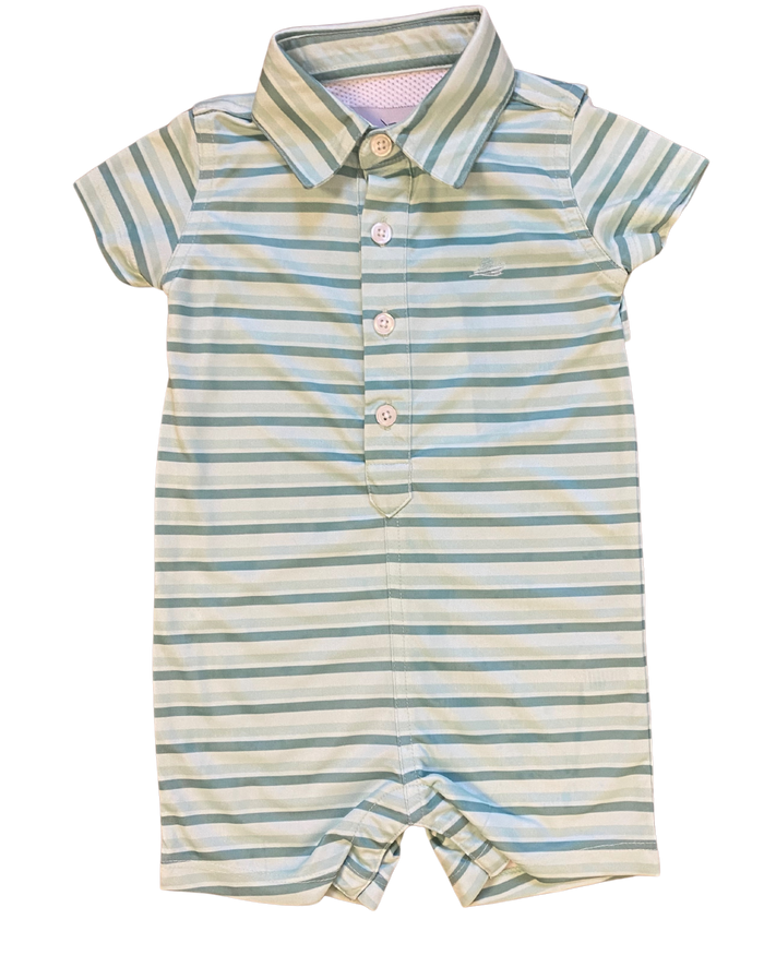 Aqua/Green/Lichen Polo Romper
