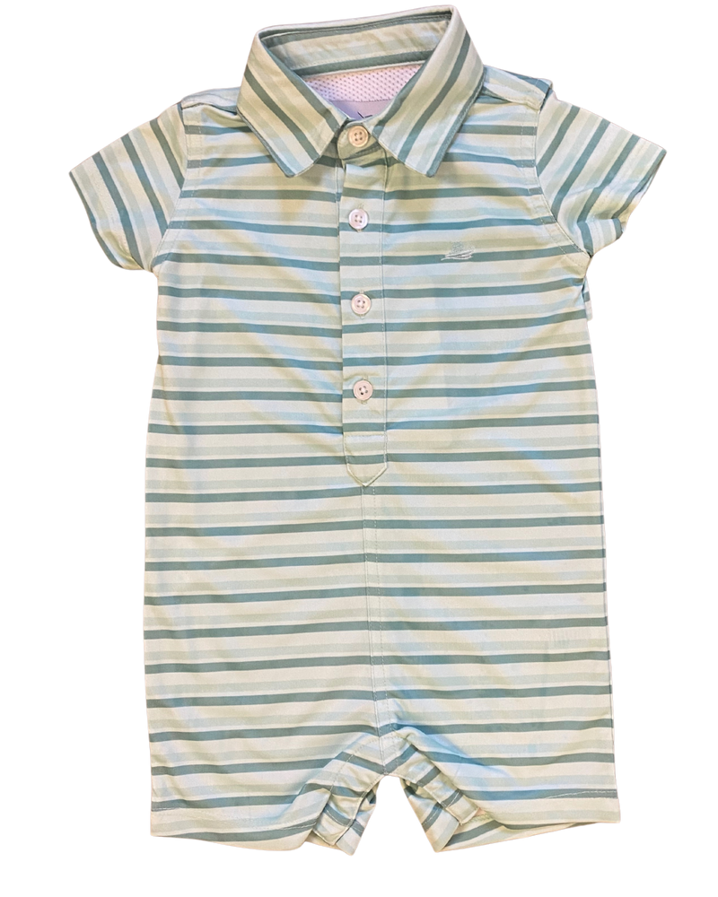 Aqua/Green/Lichen Polo Romper