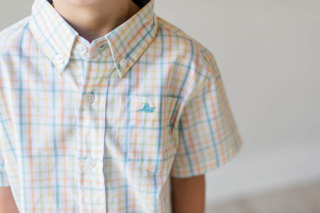 Petit Four and Peach Short Sleeve Destin Dress Shirt