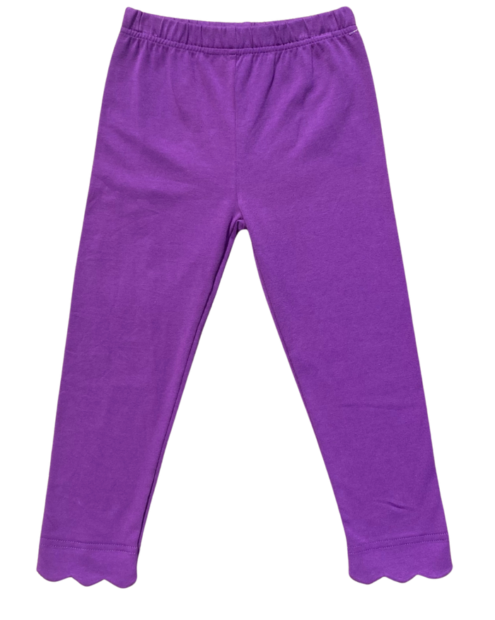 Girls Sage Scallop Leggings- Penelope Purple