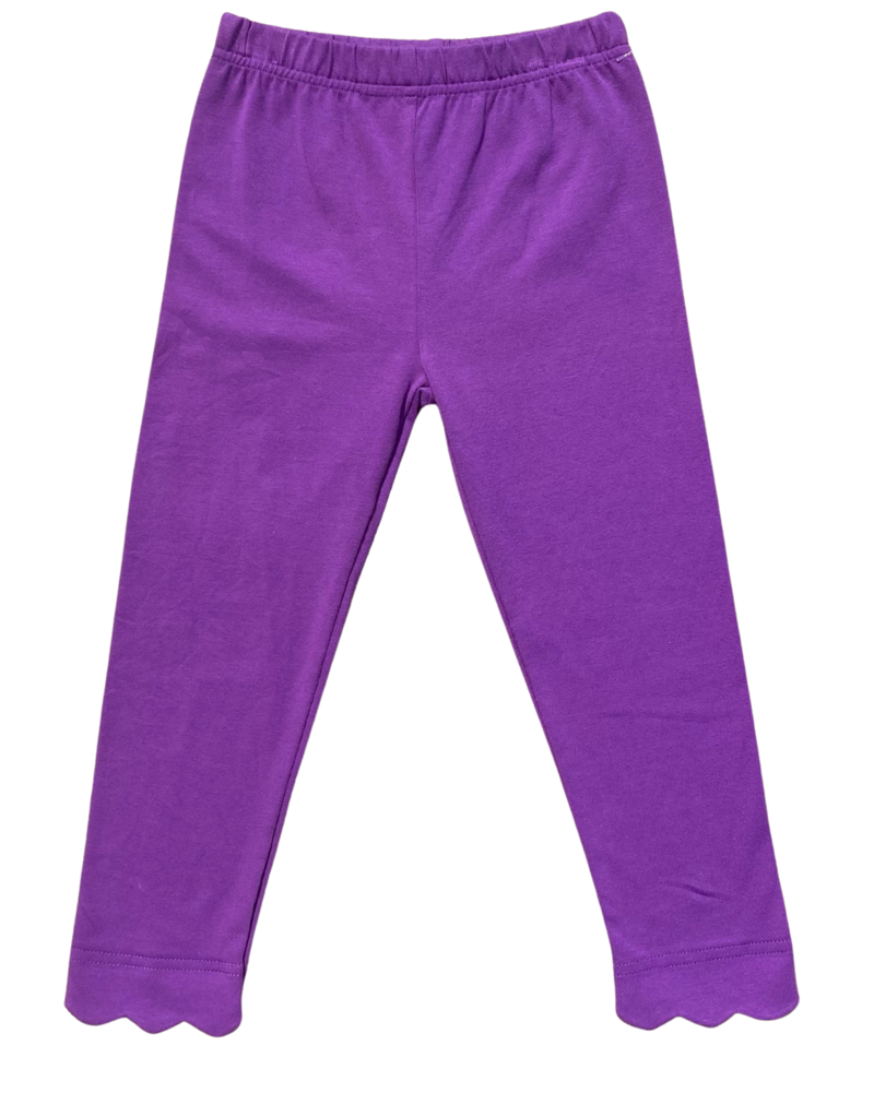 Girls Sage Scallop Leggings- Penelope Purple