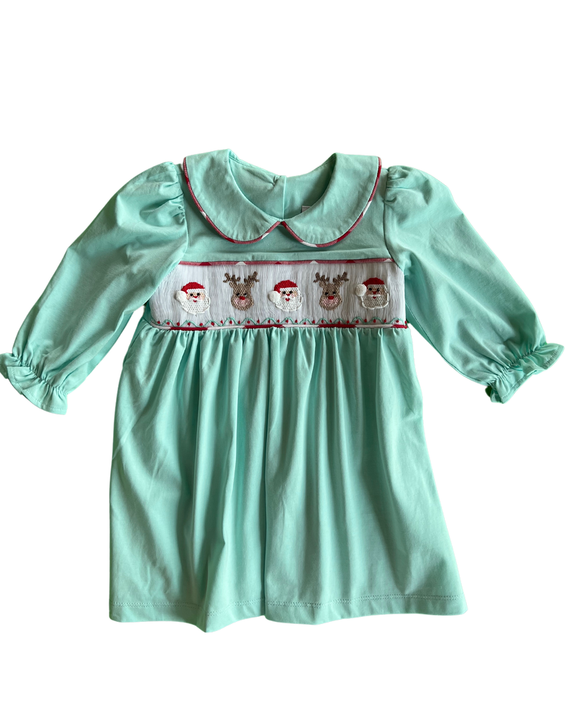 Santa Face Smocked Dress