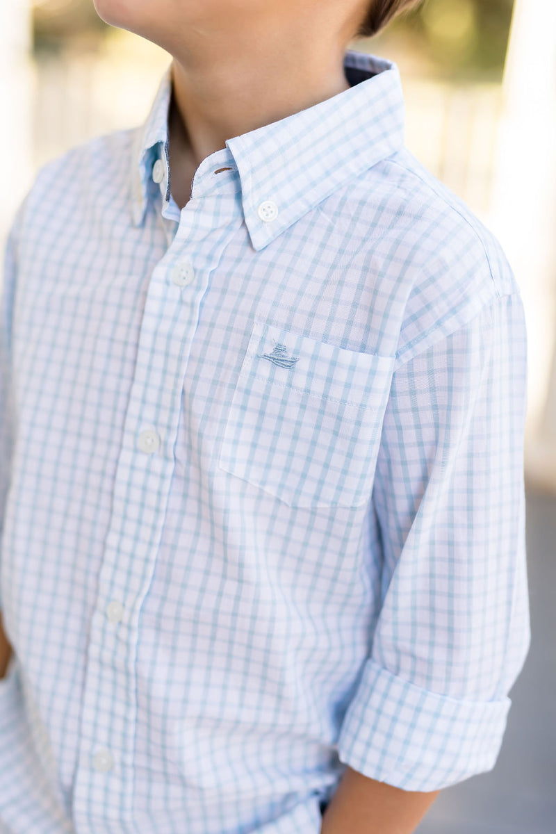 Baby Blue and White Destin Dress Shirt