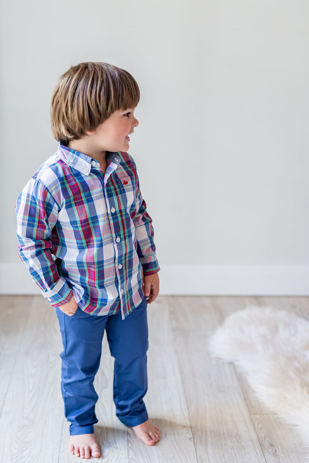 Camp Navy Plaid Destin Dress Shirt