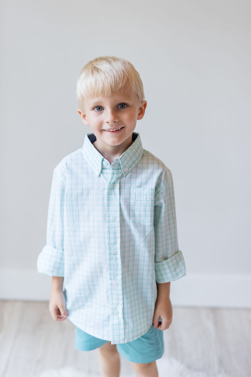 Clearly Aqua and Lichen Destin Dress Shirt