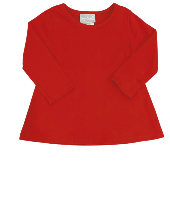 Girls Long Sleeve Swing Top- Red