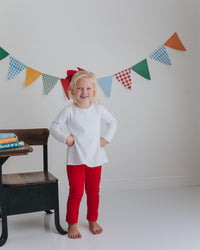 Girls Long Sleeve Swing Top- White