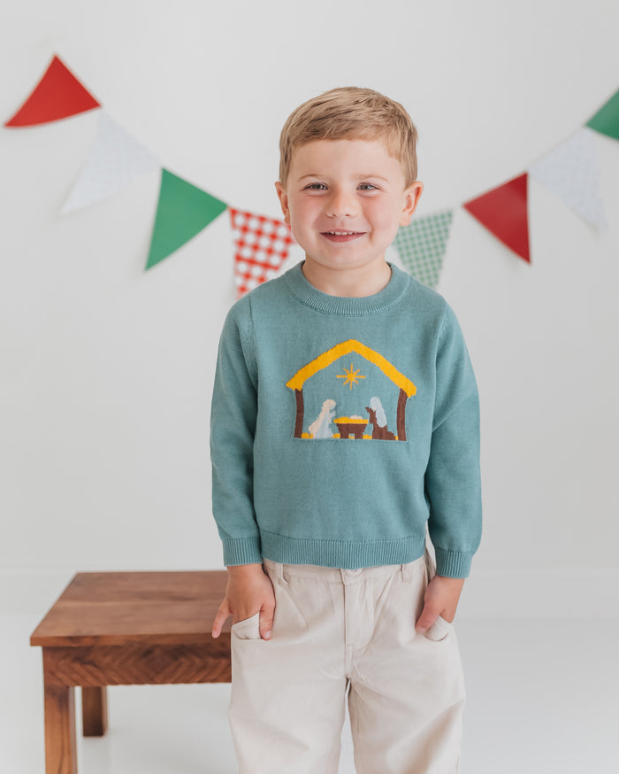 Boys Nativity Scene Christmas Sweater