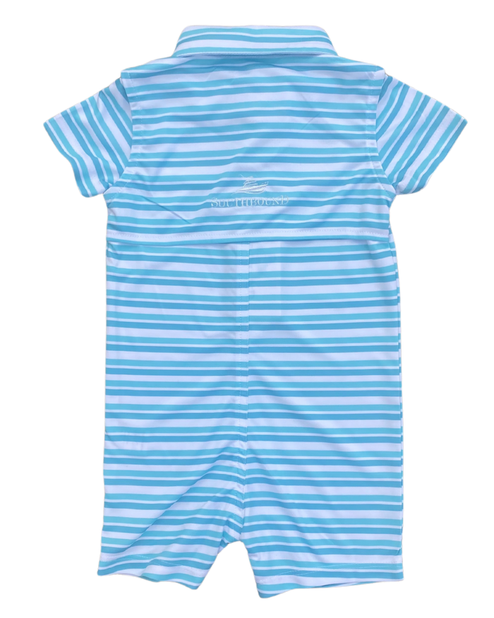 Blue/Aqua/Porcelain Polo Romper
