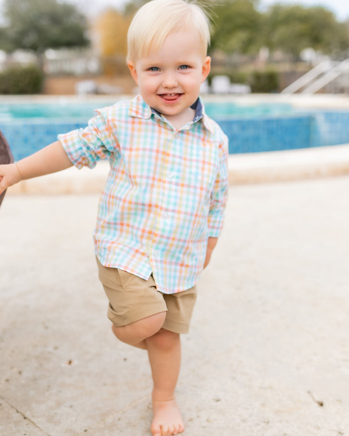 Sunset Plaid Long Sleeve Destin Dress Shirt