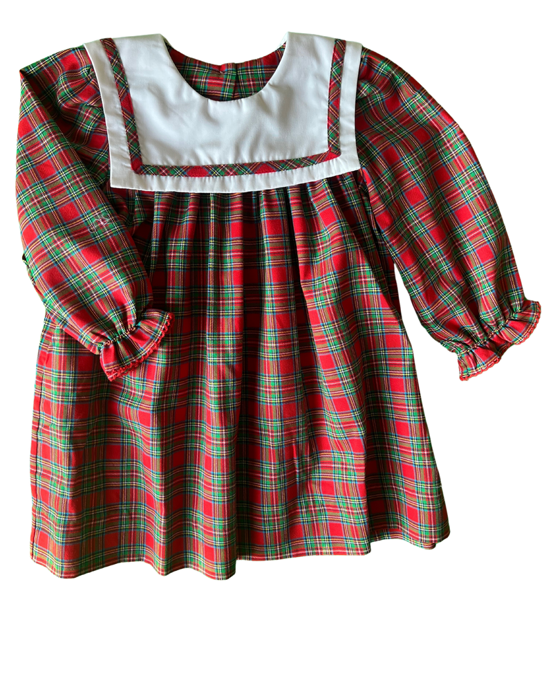 Christmas Plaid Collar Dress