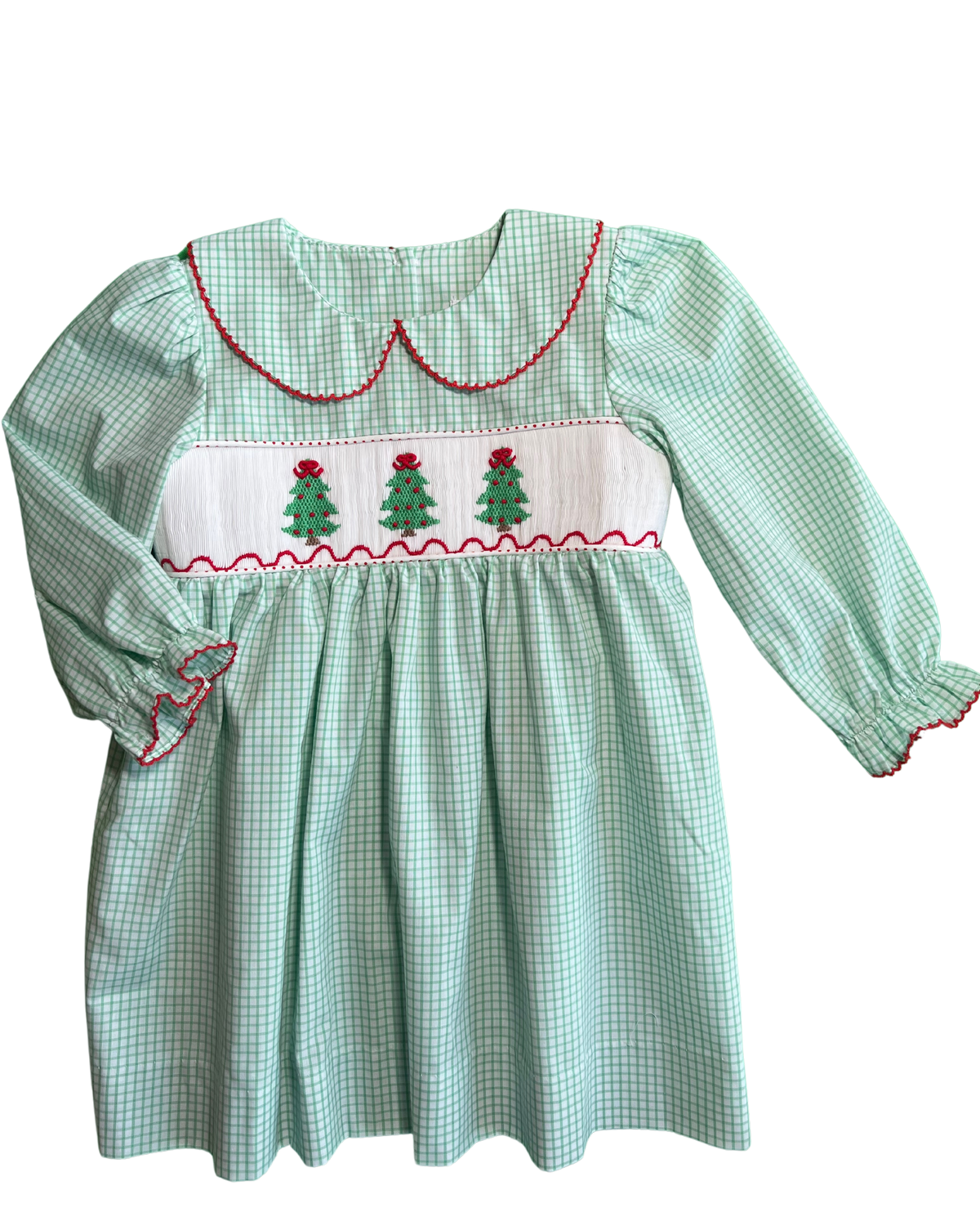 Classic Christmas Tree Smocked Dress