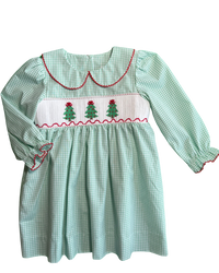 Classic Christmas Tree Smocked Dress