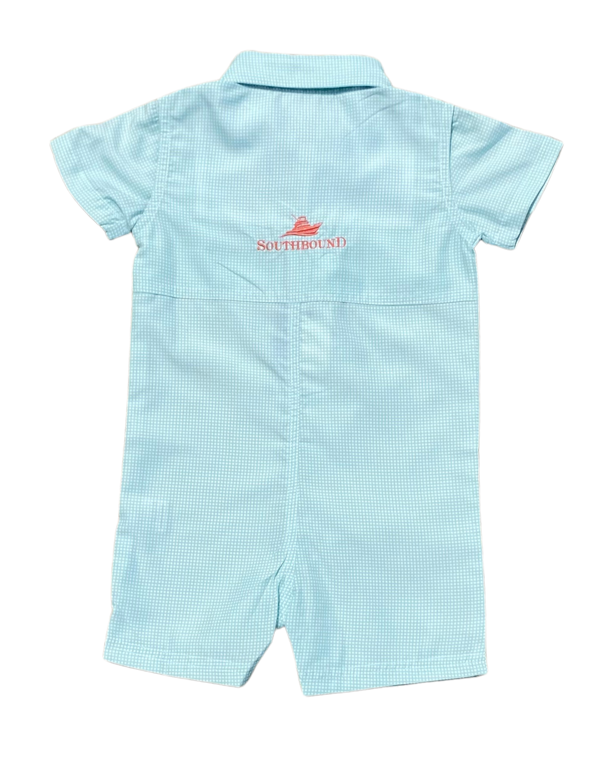Beach Glass Gingham Dress Shirt Romper