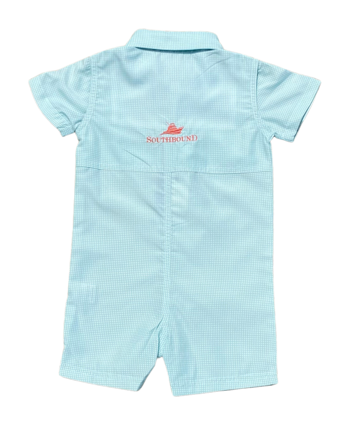 Beach Glass Gingham Dress Shirt Romper