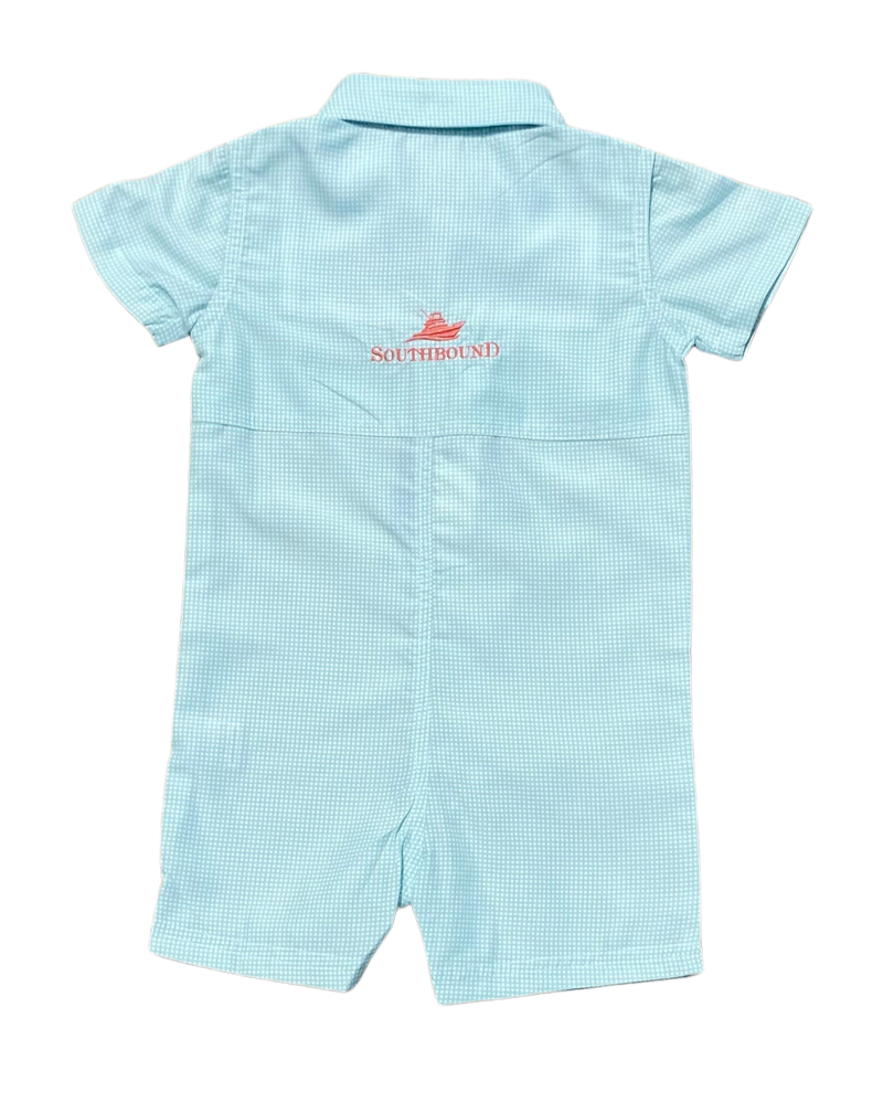Beach Glass Gingham Dress Shirt Romper