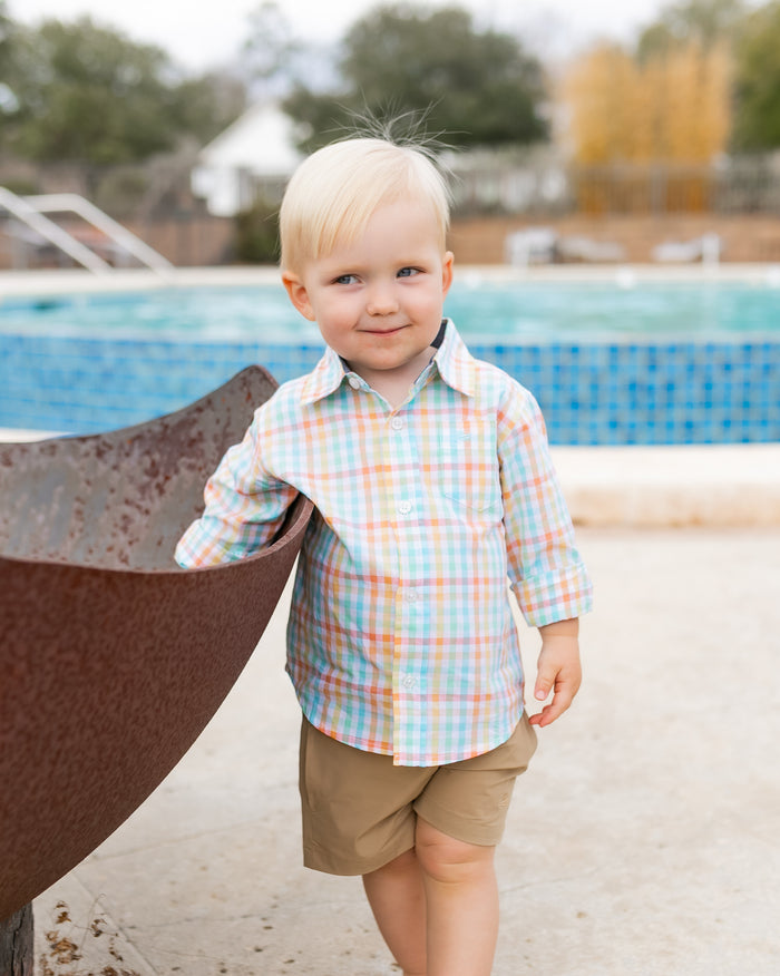 Sunset Plaid Long Sleeve Destin Dress Shirt