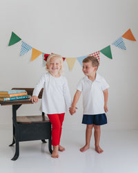 Girls Long Sleeve Swing Top- White