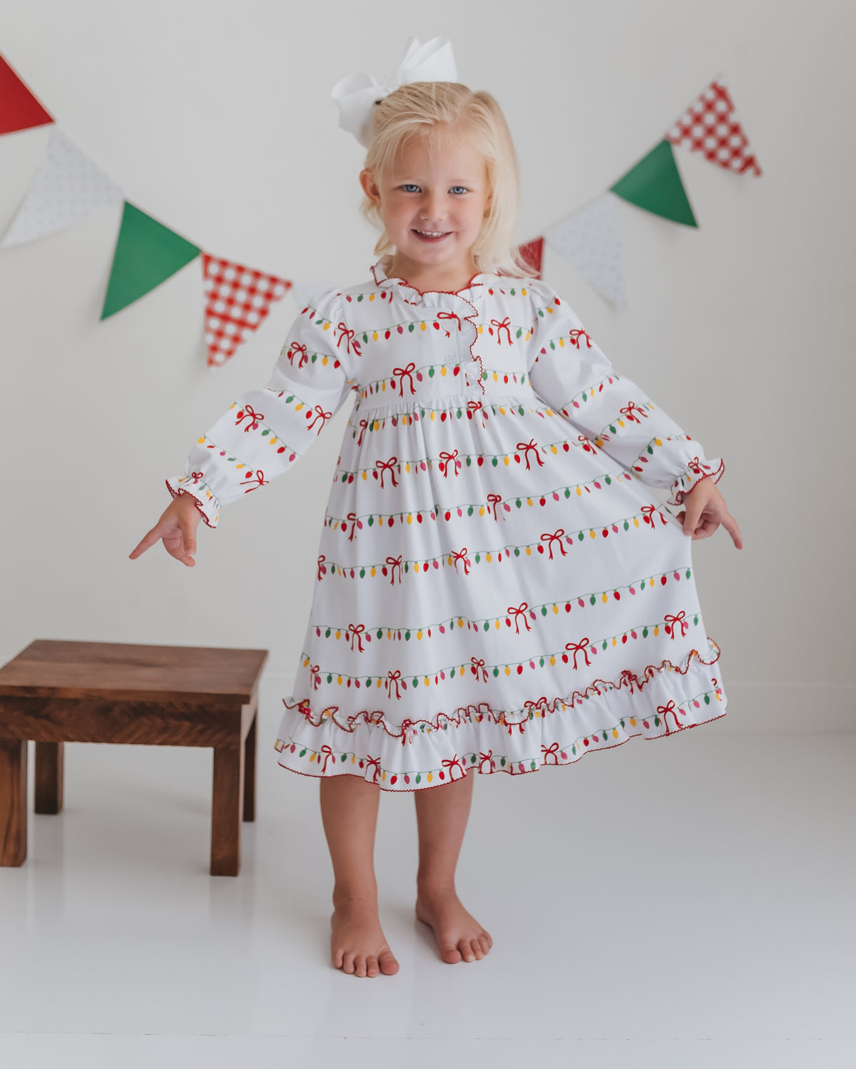 Girls Christmas Lights Christmas Morning Dress