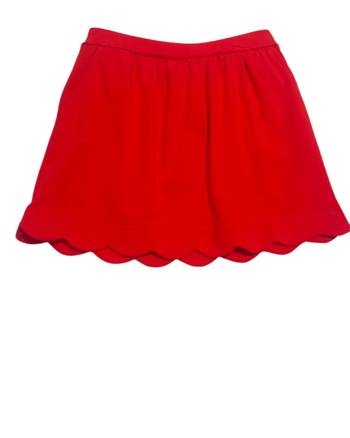 Girls Scallop Skirt- Rosey Red