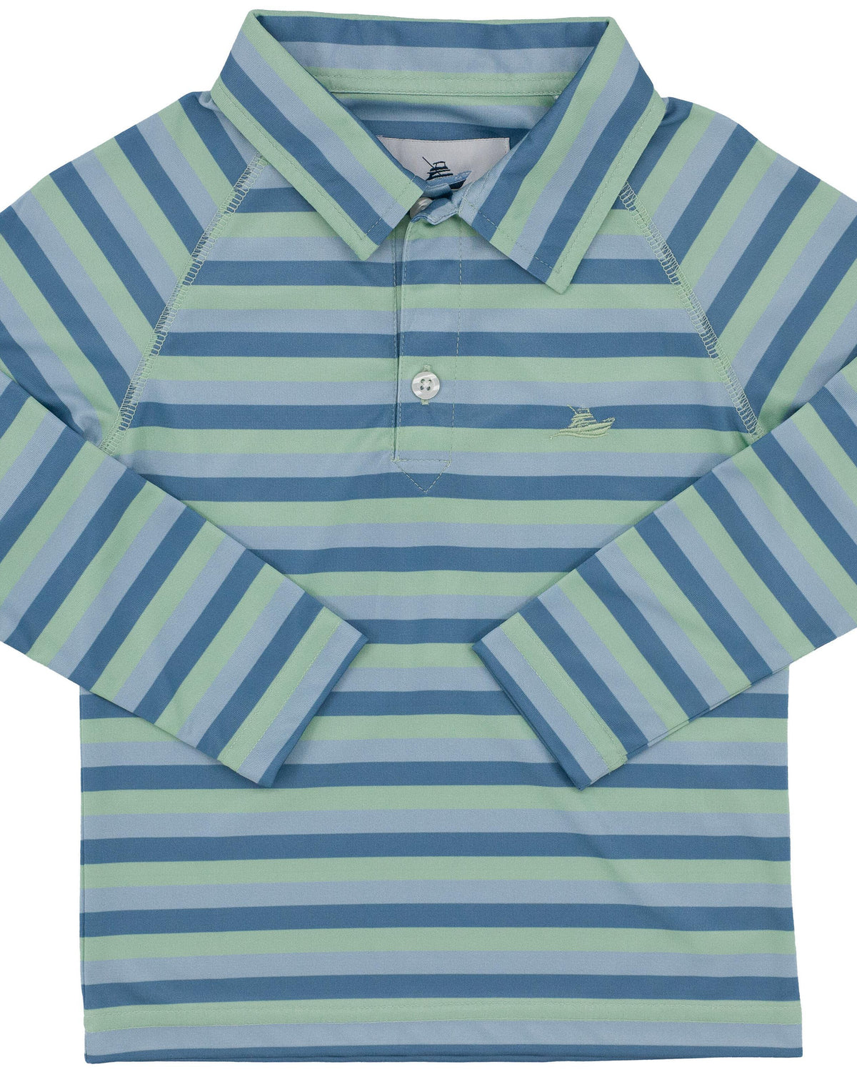 Baby Blue and Steel Long Sleeve Performance Polo