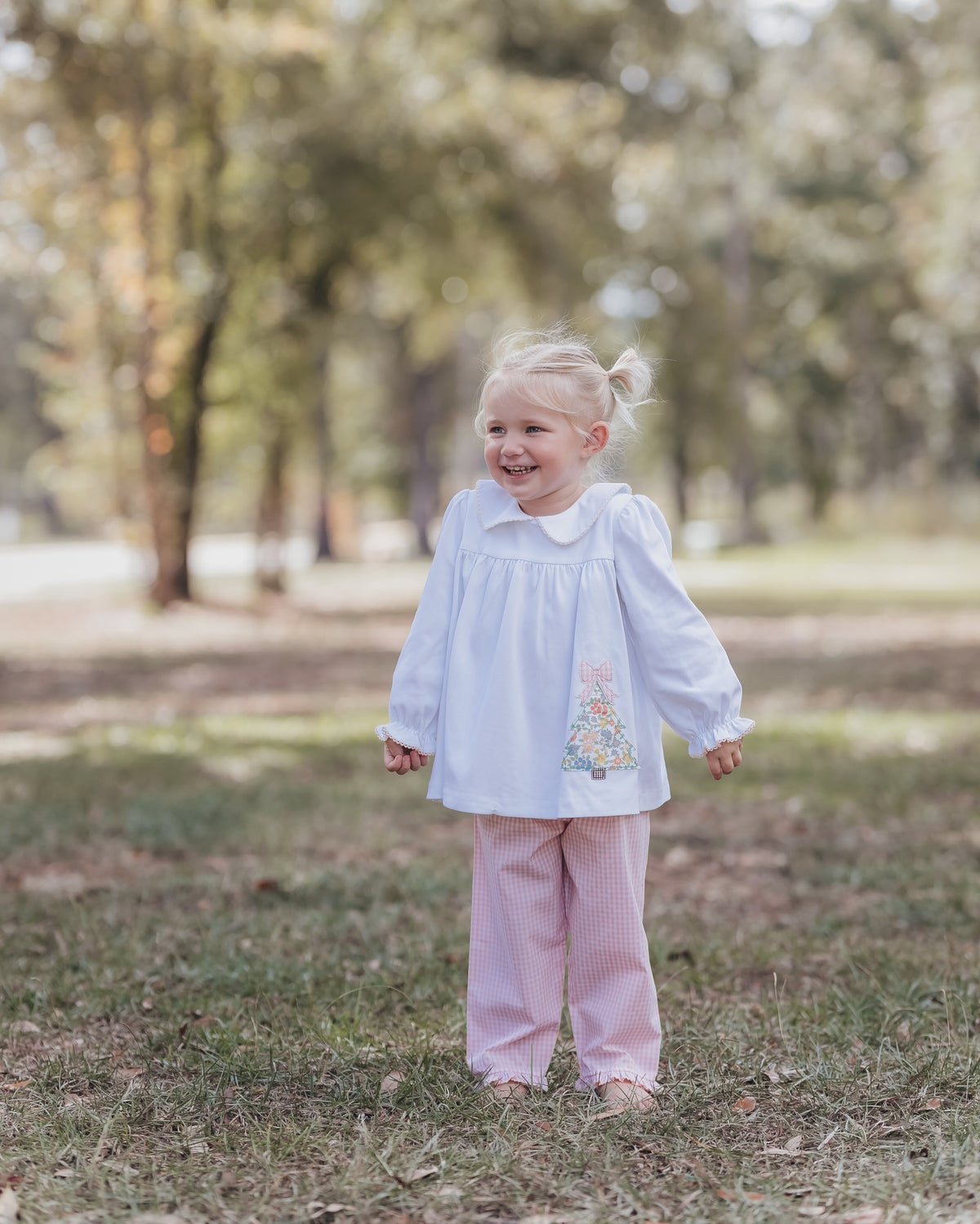 Classic Christmas Tree Appliqué Pant Set