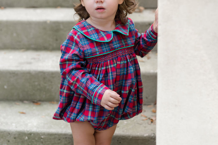 Perry Plaid Smocked Boy Bubble