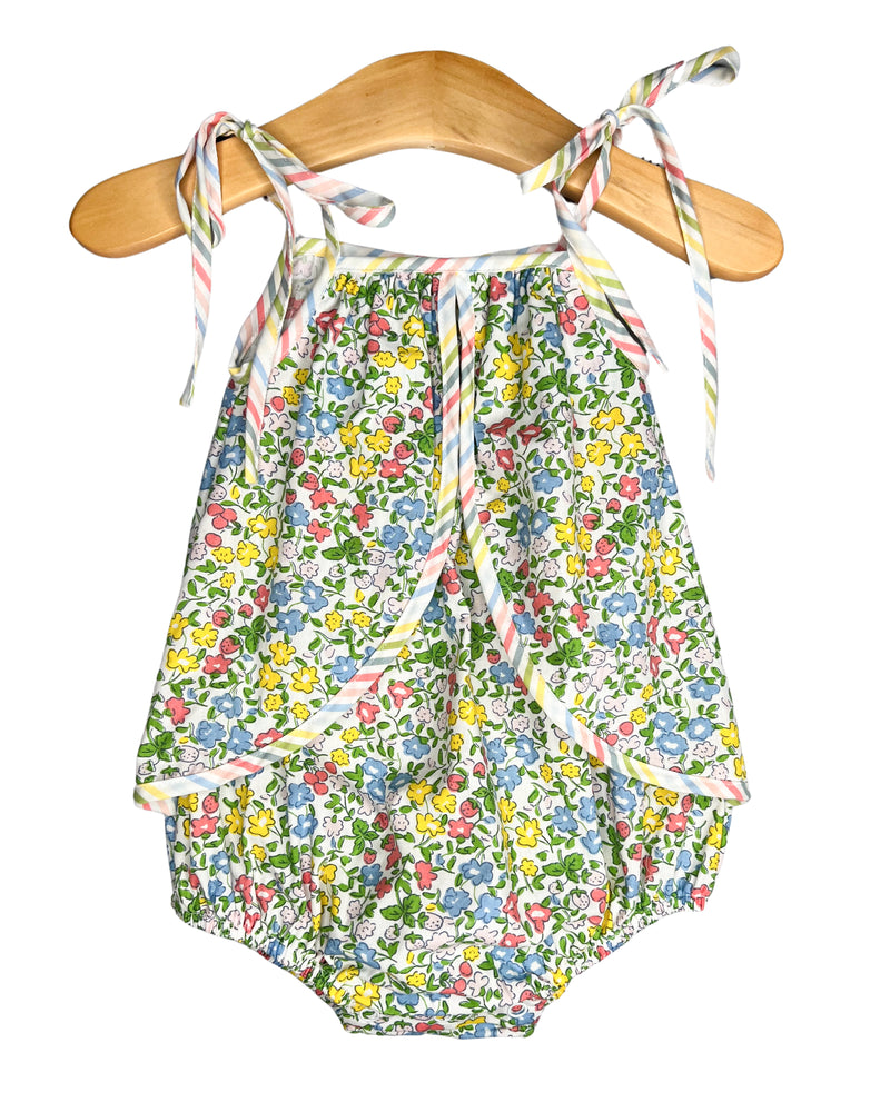 Girls Coral Floral Apron Bubble