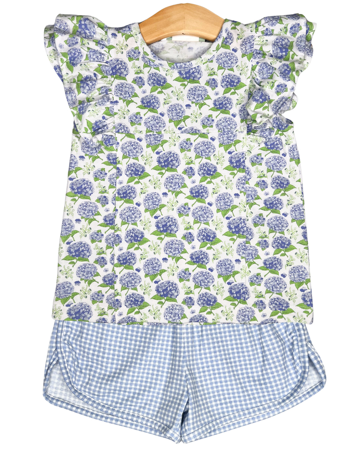 Girls Hydrangea Ruffle Sleeve Short Set