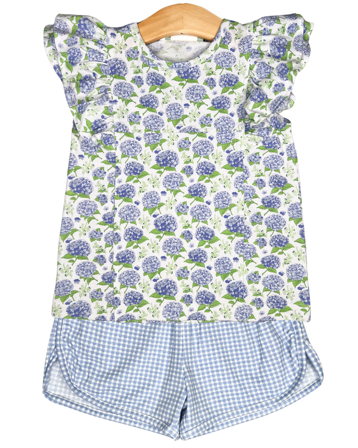 Girls Hydrangea Ruffle Sleeve Short Set