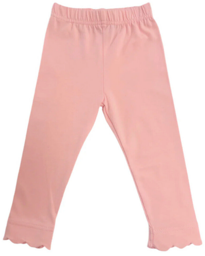 Girls Sage Scallop Leggings- Light Poppy Pink