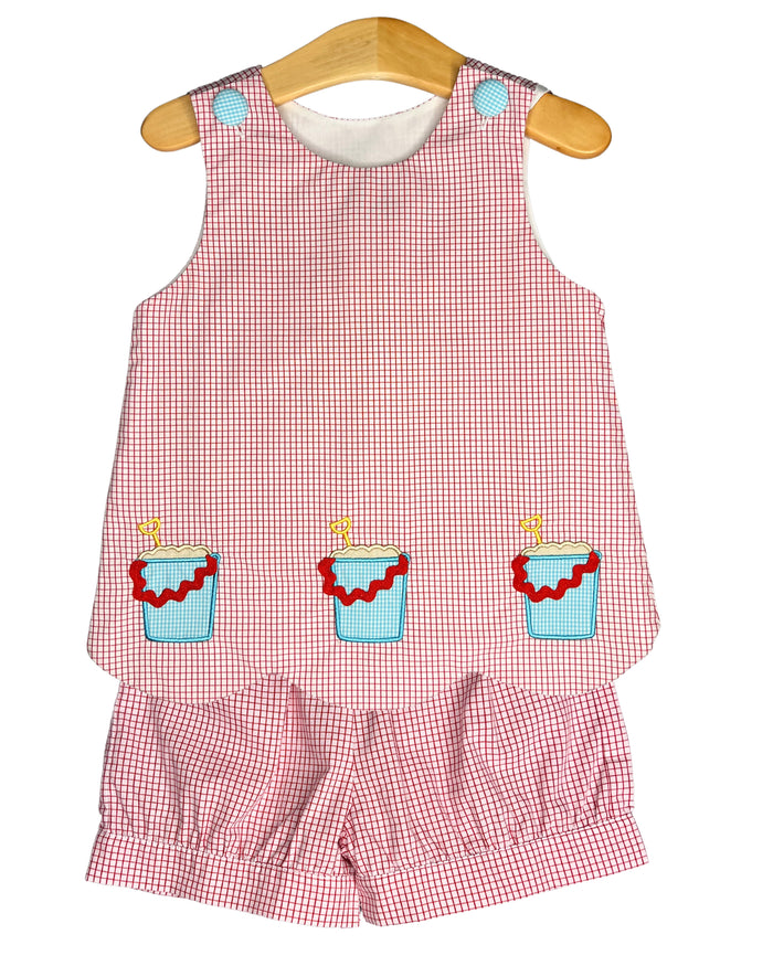 Girls Sand Pail Applique Top and Short Set