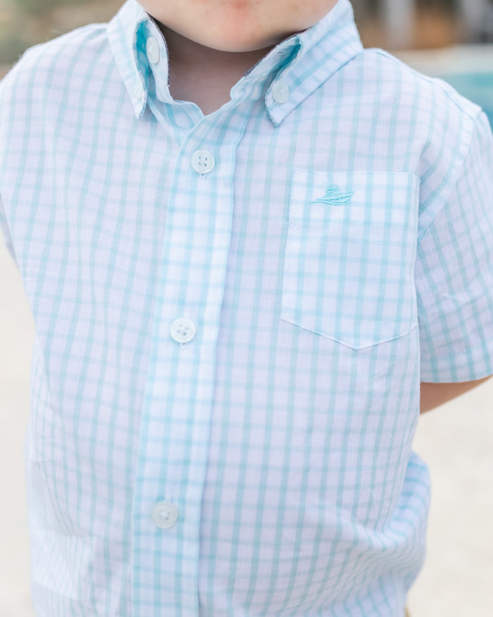 Whispering Blue Short Sleeve Destin Dress Shirt