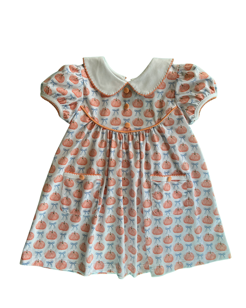 Orange Pumpkins Button Chest Dress