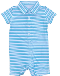 Blue/Aqua/Porcelain Polo Romper