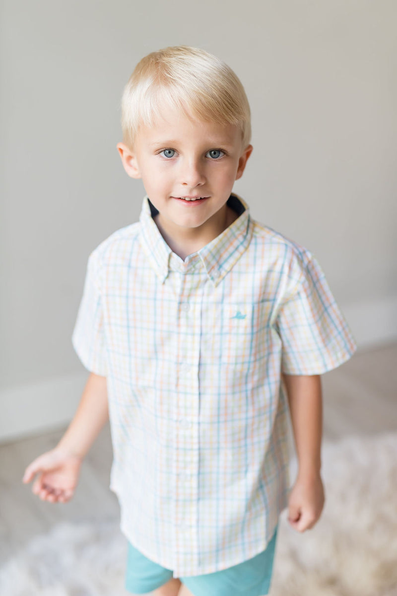 Petit Four and Peach Short Sleeve Destin Dress Shirt